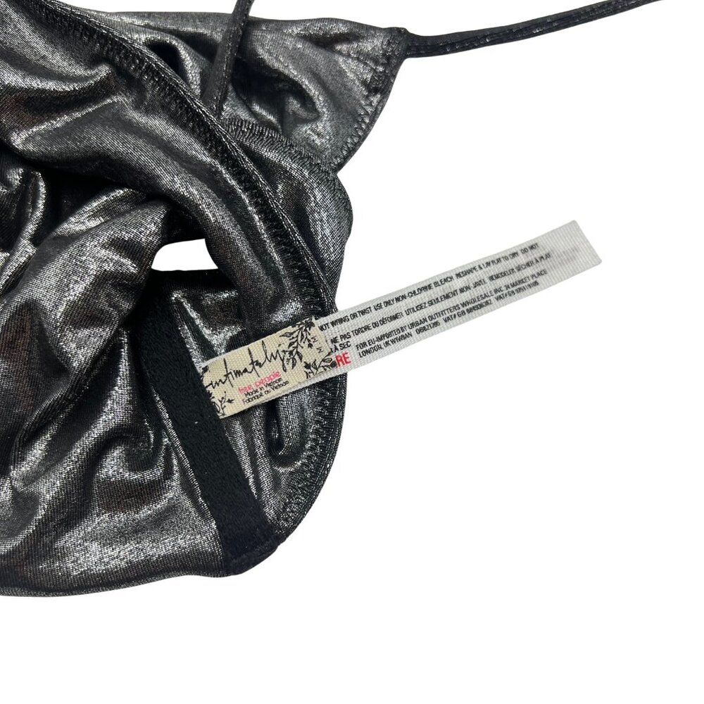 Free People Shine A Light Twist Front Metallic Gunmetal Bralette Bra Size M - Picture 4 of 6